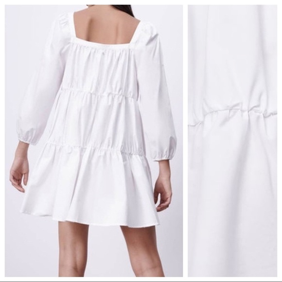 🌹NWT. Zara White Poplin Mini Dress. Size L. - Picture 5 of 12